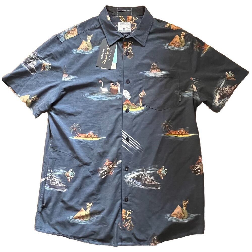 Baja Llama Sailor Stories Navy Vagabond Shirt XL NWT Tattoo Flash Print